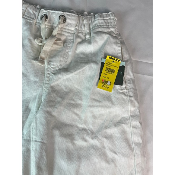 RSQ Cream Pull On Extreme Wide Leg Cropped Drawstring Pants XS - Picture 1 of 10